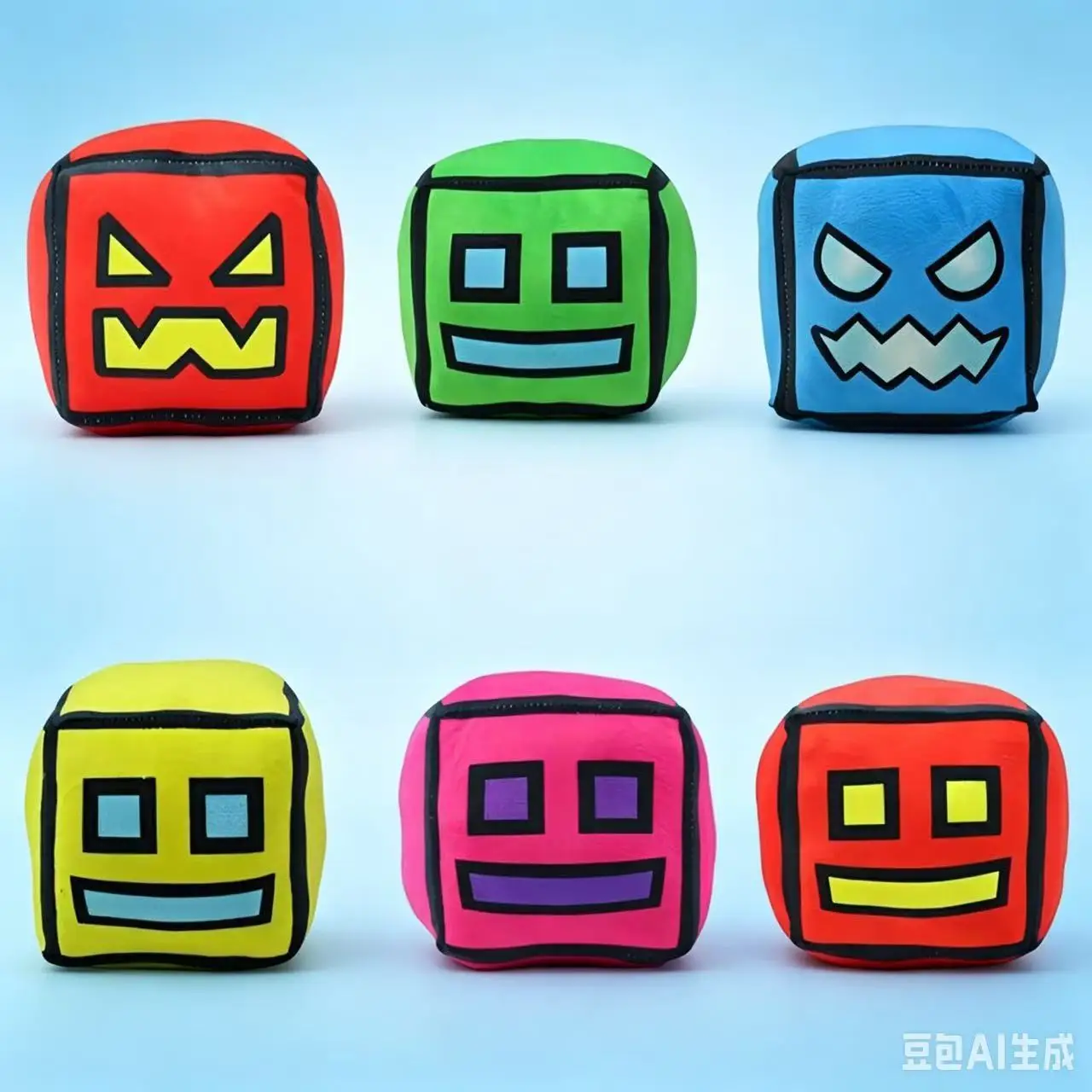 Cube Plush Toys  Geometry Dash  Small Pillow Stuffed Plushie Doll Square Pendant Game Cute Home Decor Children Birthday Gift