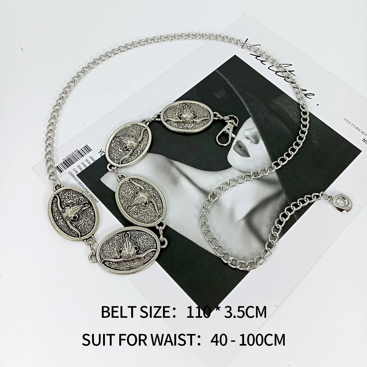 Vintage Silber Kette Gürtel Sun Bull Münzen Weibliche Taille Y2K Kleid Bund Designer Gürtel Für Frauen Hohe Qualität Punk Korsett