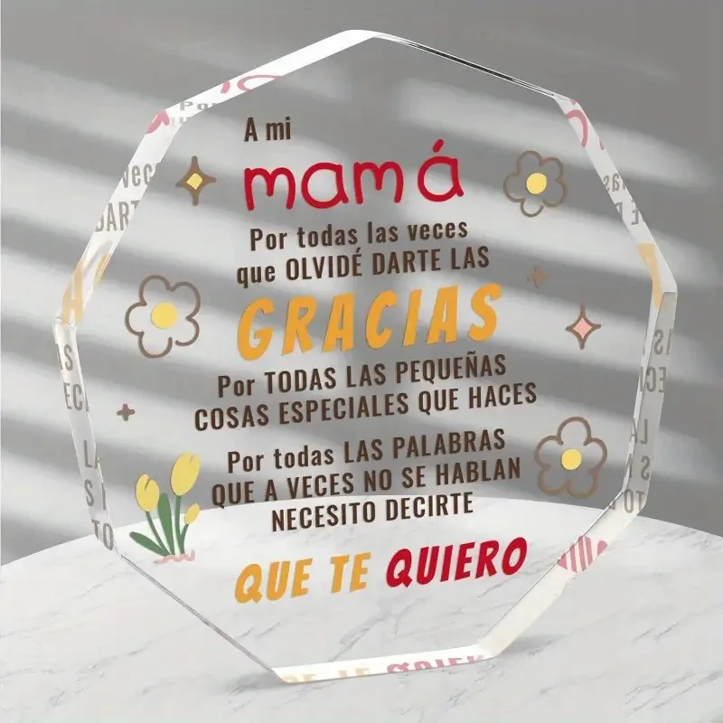 

1pc Acrylic Mother's Appreciation Plaque From Daughter Mother's Birthday Gift Room Desk Decor ﻿Engraved With Heartfelt Message