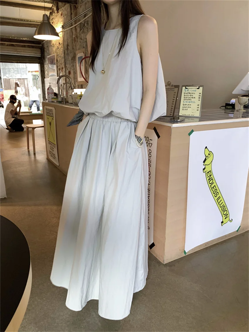 Alien Kitty High Street Casual Sleeveless Blouses Women Mopping A-Line Skirts Chic Elegant Office Lady Summer Daily Minimalist