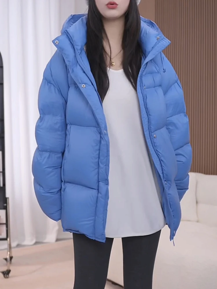 

Blue Turtle Ba ort Puffer Jaet Women's Winter Thiened Bread Coat Outerwear Korean Sle Loose Fit Cotton down Coat