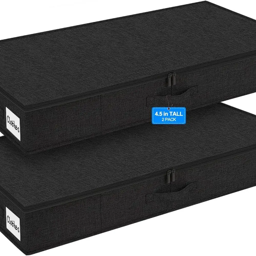 

Компактный контейнер для хранения одежды под кроватью 4,5, прочный дизайн, идеально подходит для общежитий, плоское хранилище, черный