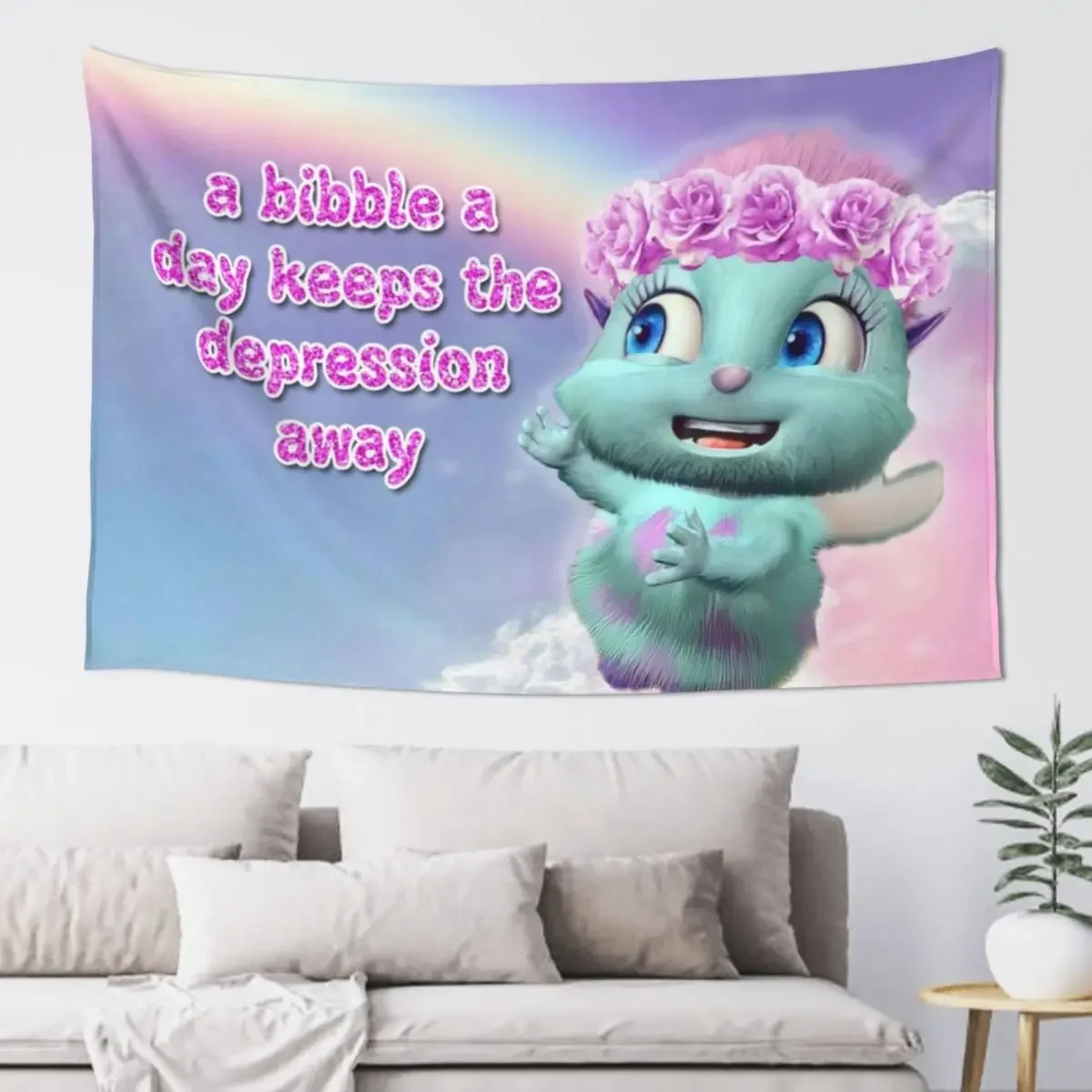 Bibble a Days Keeps the Depression Away Iemdnoa Tapestry Room Decor Cute Wall Hanging Room Decor Aesthetic Tapestry