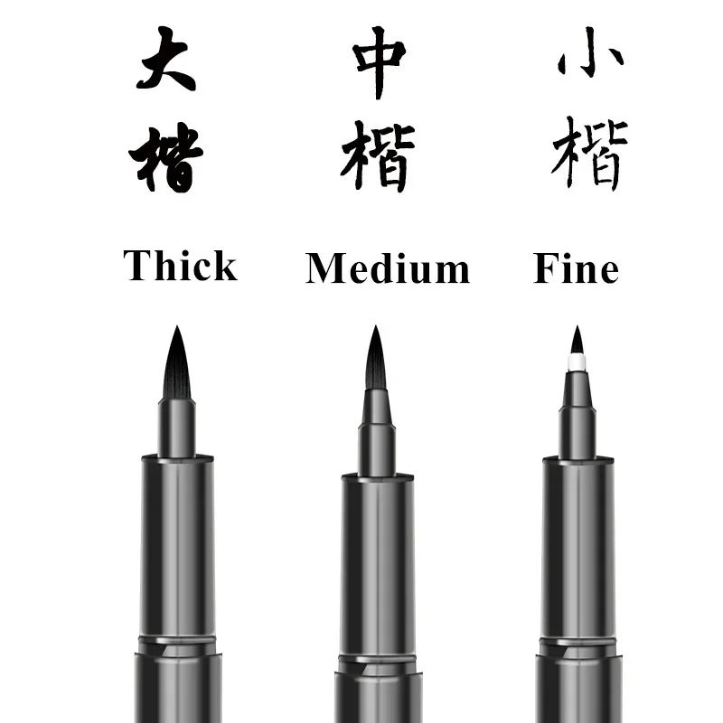 서예 페인팅 펜, 글자 쓰기 서명용 중국 브러시 펜, 부드러운 브러시 팁, 리필 가능한 잉크 아트 공예, 3 개/세트