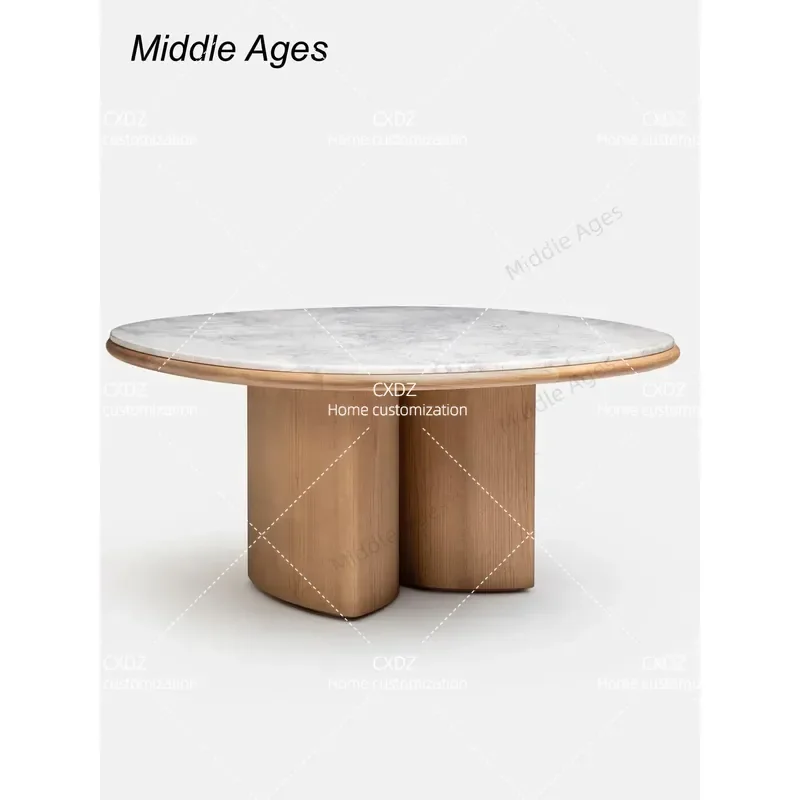 Wabi Sabi Antique Solid Wood Round Dining Table Modern Simple Light Luxury High End Creative Living Room Furniture