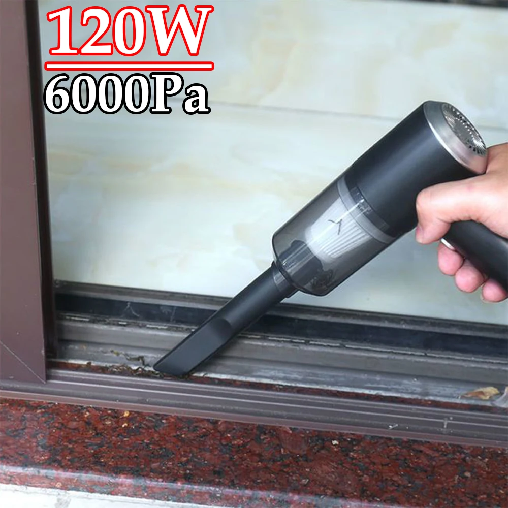 6000Pa Cordless Handheld Vacuum Cleaner 120W Powerful Air Duster Strong Suction Mini Portable Cleaner Dual Use for Car Household