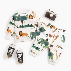 Sanlutoz Unisex Newborn Baby Boys Girls Clothing Sets Cotton Long Sleeve Tops + Pants 2Pcs Animals Pajamas