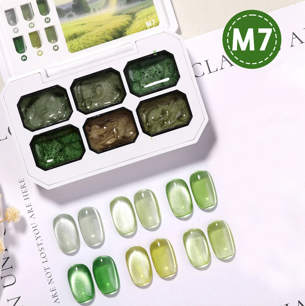 6Colors Patting Gel Smudge Canned High Saturation Popular Semi-Solid Nail Polish Gel Nail Salon Special Cat Eye Glitter Patt Gel