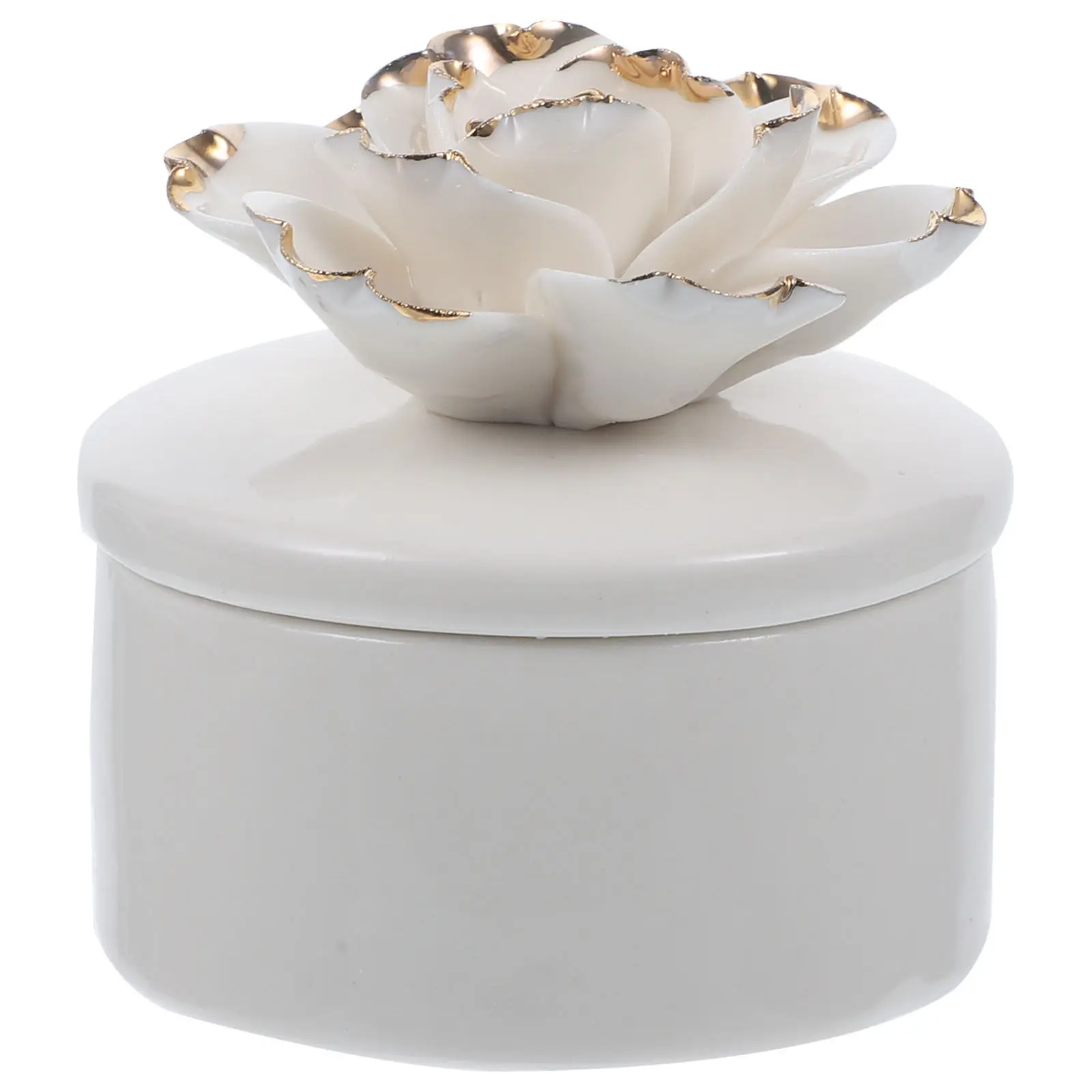 

Керамическая подставка для украшений в форме цветка, элегантная маленькая шкатулка для хранения ювелирных изделий, органайзер для колец, сережек, колье, декоративная коробка