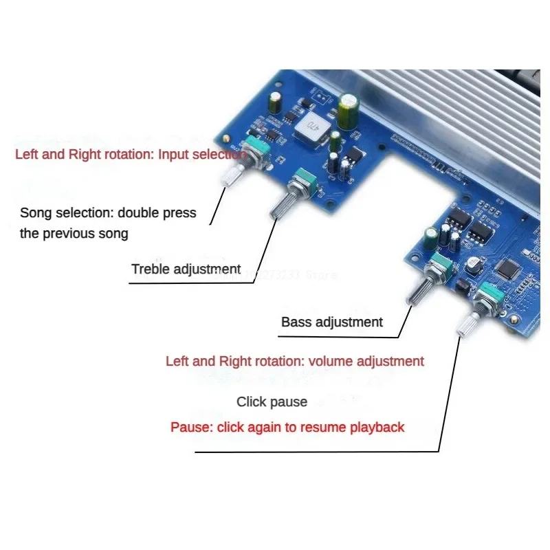 TPA3255 Digital Power Amplifier Board 300W*2 Stereo Audio AMP Fiber Coaxial Bluetooth 5.0 USB U Disk Input with Remote Control