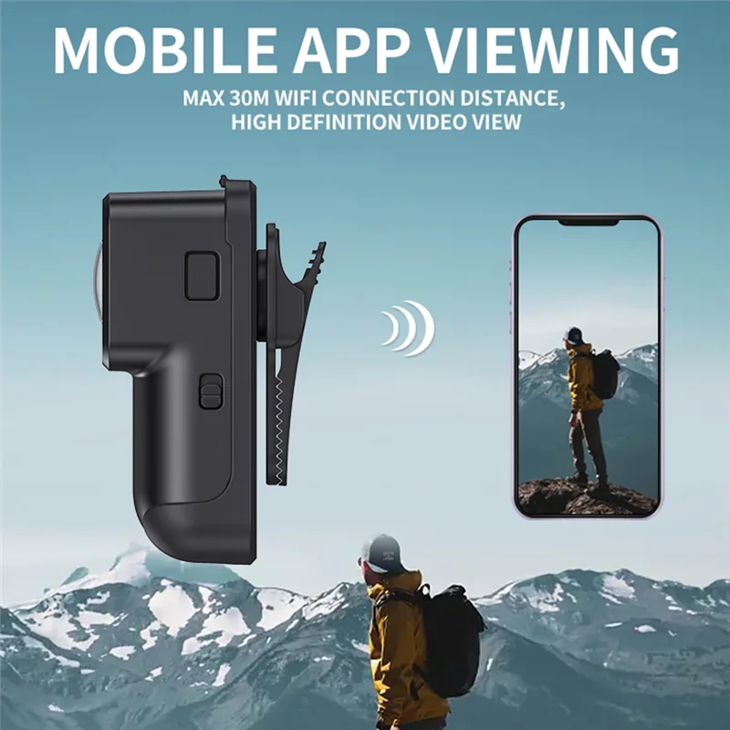 APPLIA-1080P HD كاميرا رياضية صغيرة تعمل بالواي فاي 160 زاوية واسعة مسجل خارجي لاسلكي في الوقت الحقيقي عرض مشبك خلفي كاميرات فيديو الحركة