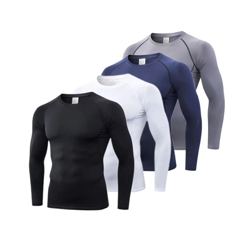 2025 New Men's Thermal Sports Underwear Elastic Quick Drying O-neck Round Neck Thin Autumn Slim Long Sleeve Base Shirt Male Top