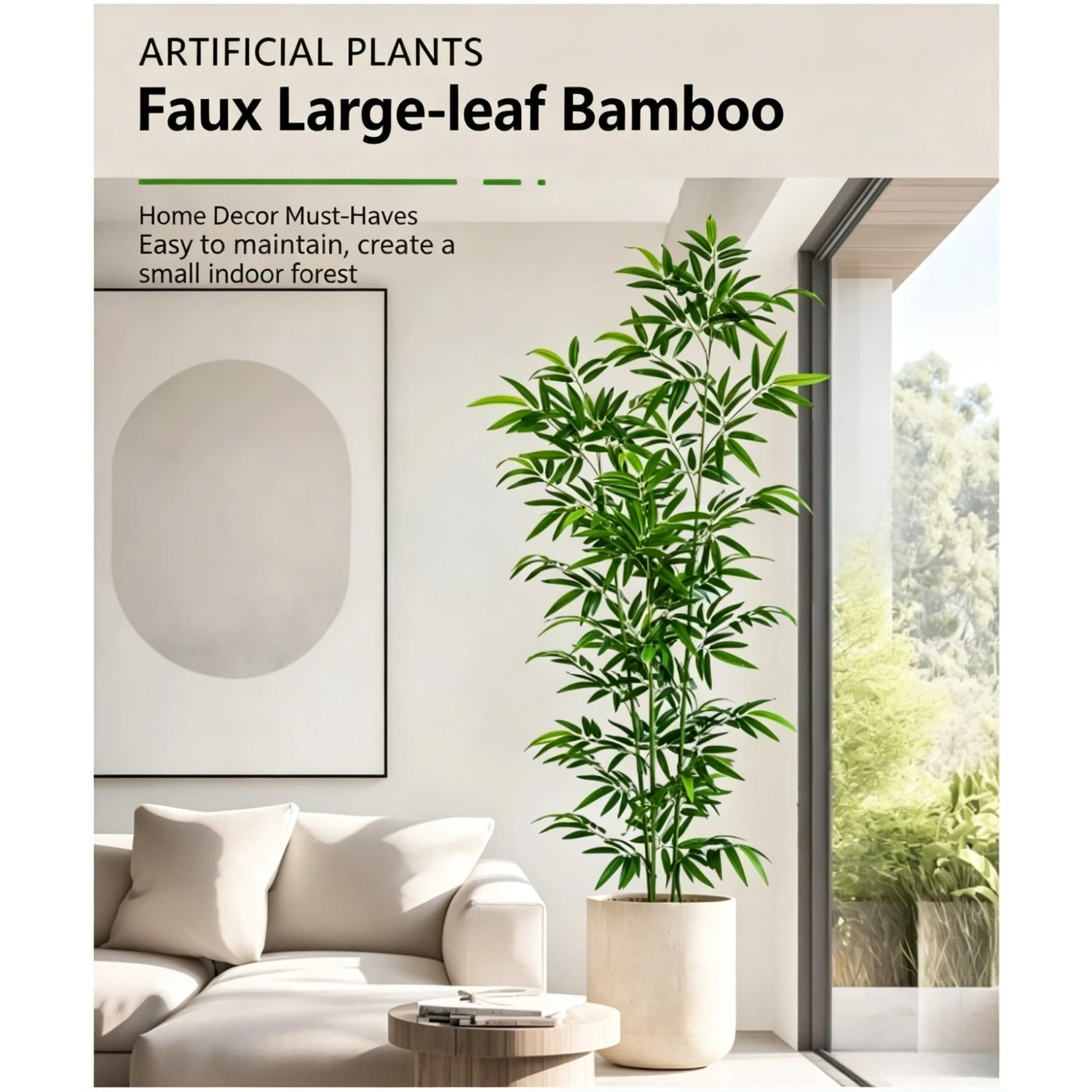

Lifelike Artificial Bamboo Tree Potted - Large Fake Green Plant for Indoor Floor Home Decor