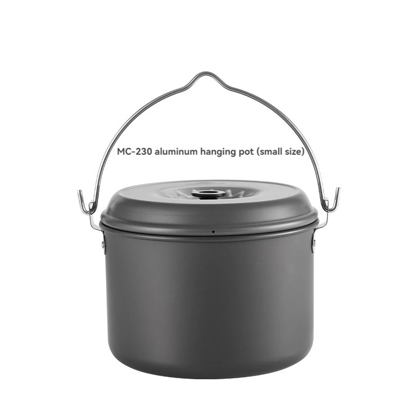 CAMPINGMOON Large Capacity Aluminum Alloy Camping Cookware, Soup Pot, Portable Marching Hanging Pot, Outdoor Cookware