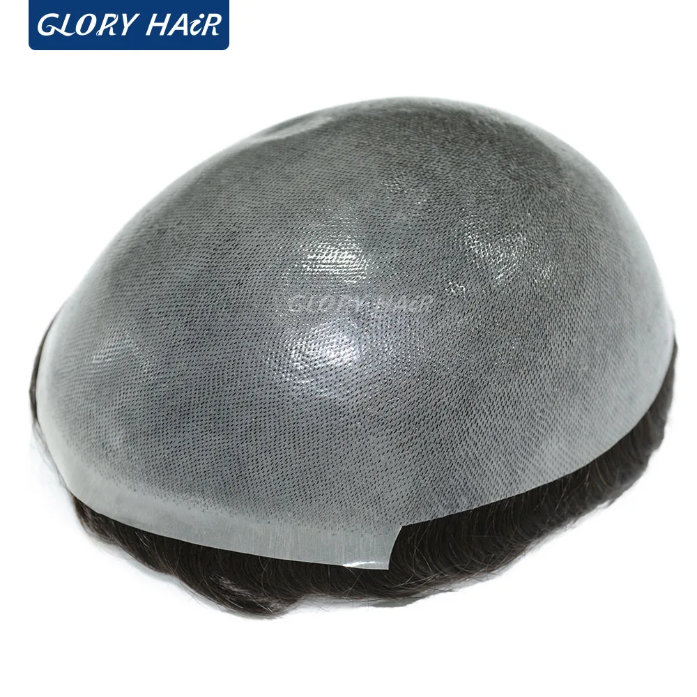 OS25-TS Discount 110% Density 0.08-0.1mm Thin Skin Men Toupee Men's Capillary Prothesis Prosthetic Male Hair Wig Hair System