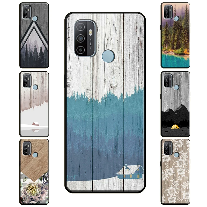 NATURE WOOD PRINTS Case For OPPO Find X3 Pro F5 F7 A52 A72 A15 A83 A91 A3S A5S A5 A9 A31 A53 2020 Back Cover