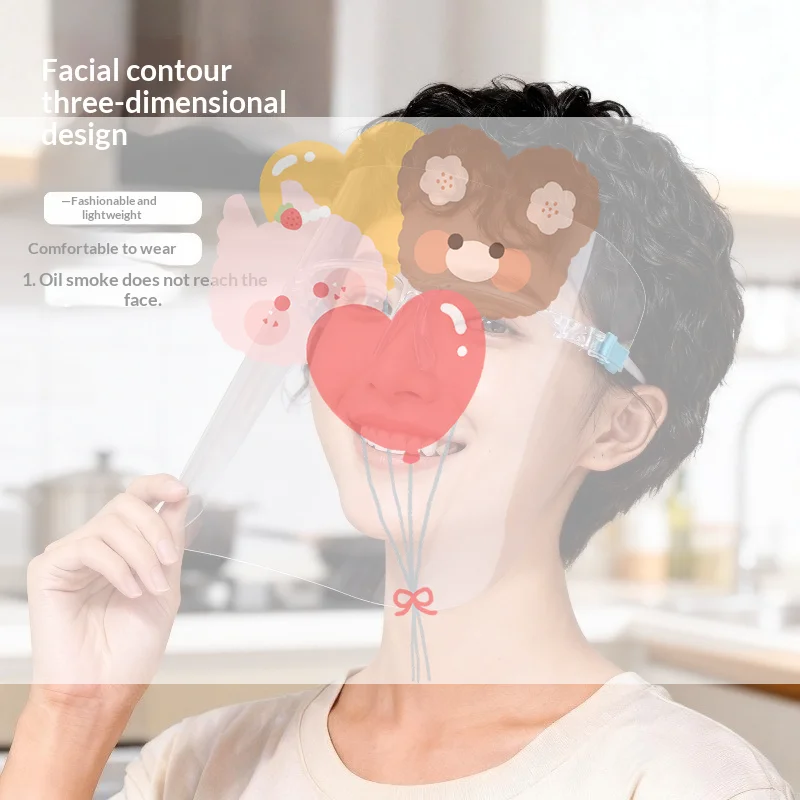 Transparent Full Face Shield Safety Protective Film Cover Anti-Oil Anti-Fog Dust Proof Mask Kitchen House Cleaning Tool