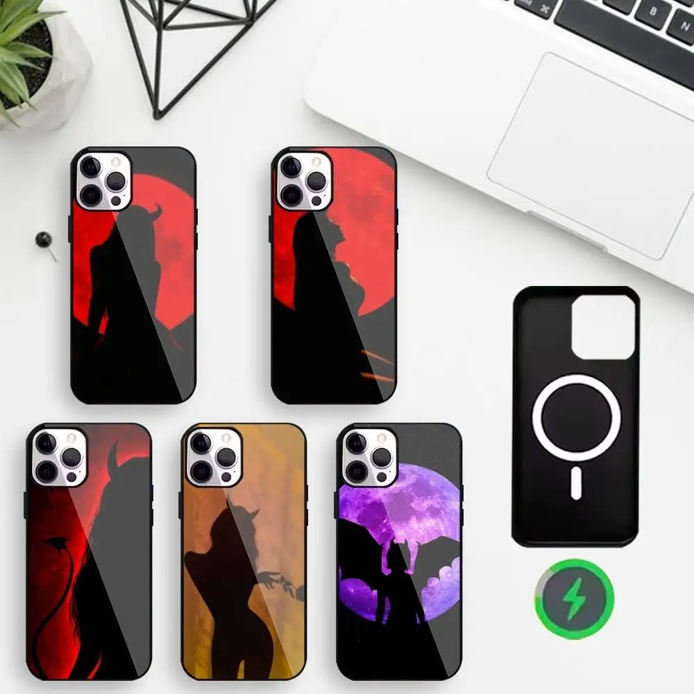 

Demonic Silhouette Allure Phone Case For iPhone17,16,15,14,13,12,Wireless charging protective case soft cover