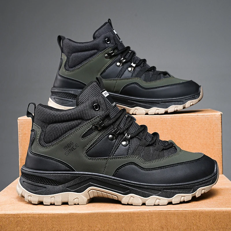 

High top boots men four seasons casual fashion comfortable non slip height increasing lightweight outdoor casual workwear boots