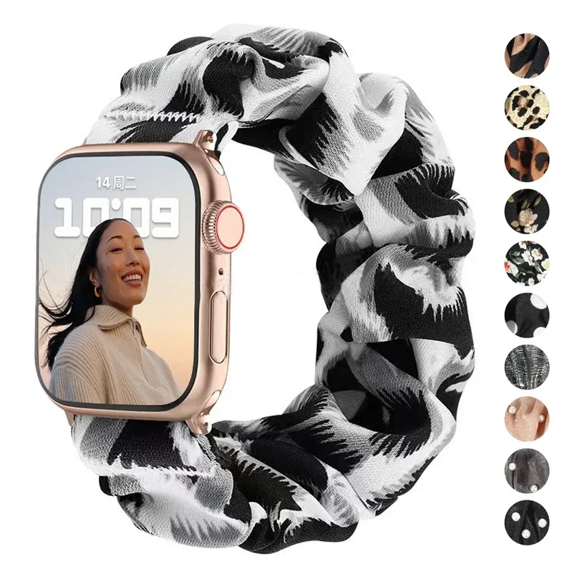 Scrunchie Strap for Apple watch band 44mm 40mm 42mm 38mm ultra 2 49mm Nylon Solo Loop bracelet iWatch 3 4 5 SE 6 7 8 9 45mm 41mm image 2