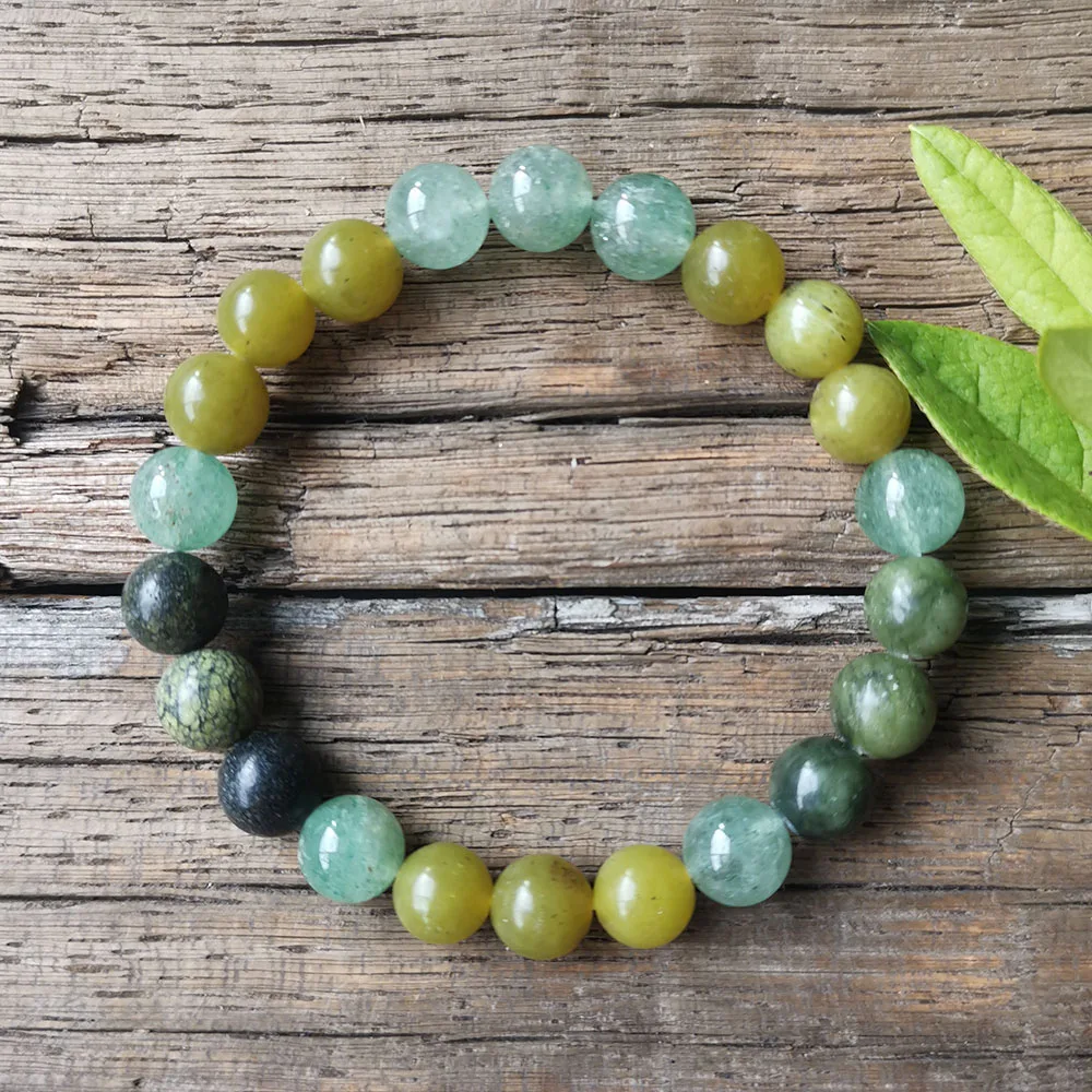 8mm Green Strawberry Quartz Stone Beads,Green Aventurine Pendant,Prayer Bracelet,New Beginnings,Yoga and Meditation Necklace