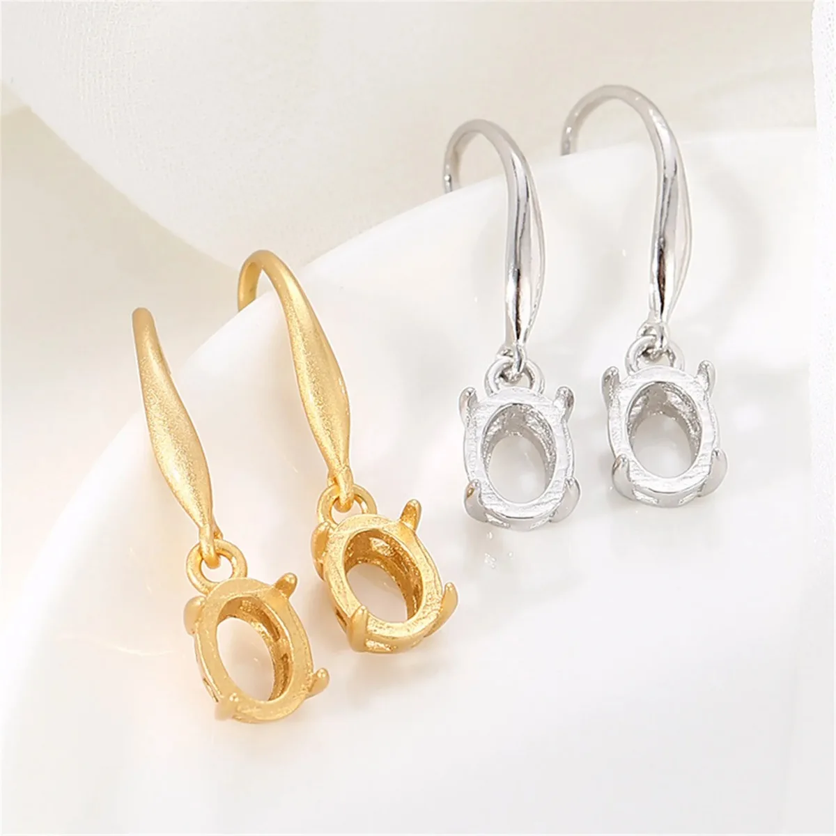925 Silver Earring Base for 5x7mm/6x8mm/8x10mm/8x12mm Oval Cabochon