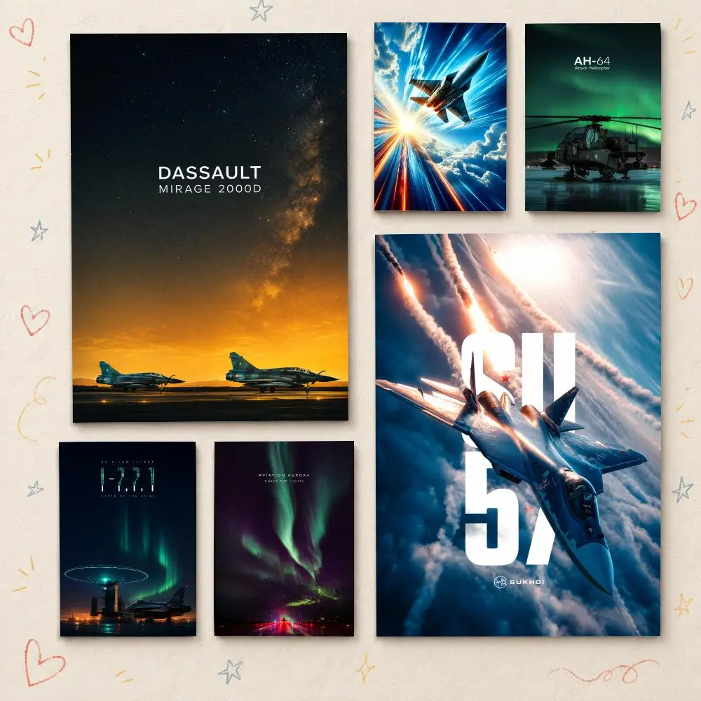 Fighter Jet Aviation Poster HD PP Waterproof Wall Decor for Living Room Gift
