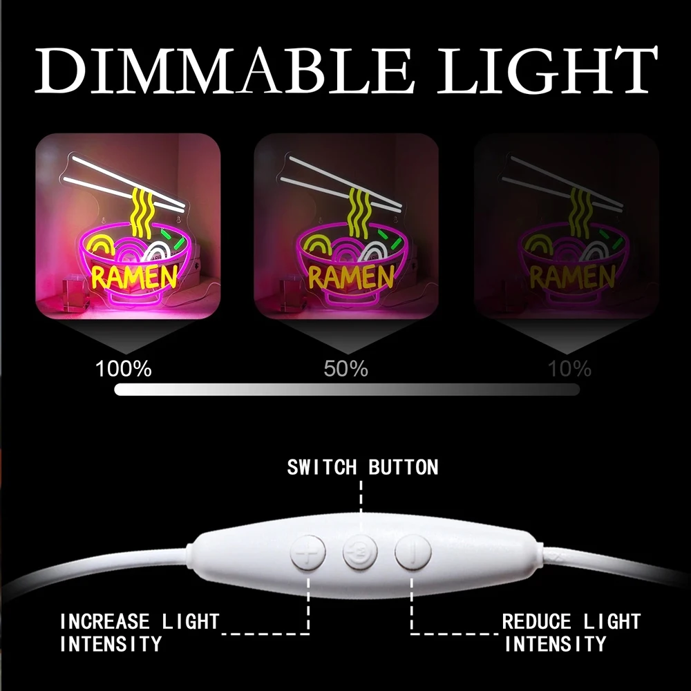 رامين النيون تسجيل USB عكس الضوء أضواء النيون لمطعم اليابانية المعكرونة متجر بار المطبخ غرفة الطعام حفلة الأعمال جدار ديكور
