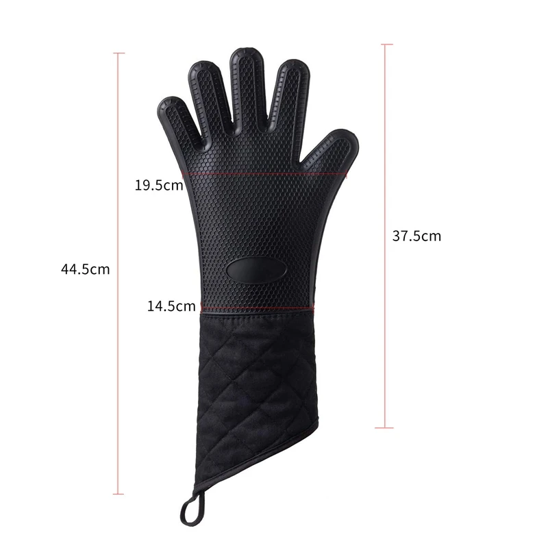 1 Pair Oven Gloves, Heat Resistant Silicone BBQ Gloves Extra Long Waterproof Non-Slip Oven Mitts For Grilling,Cooking