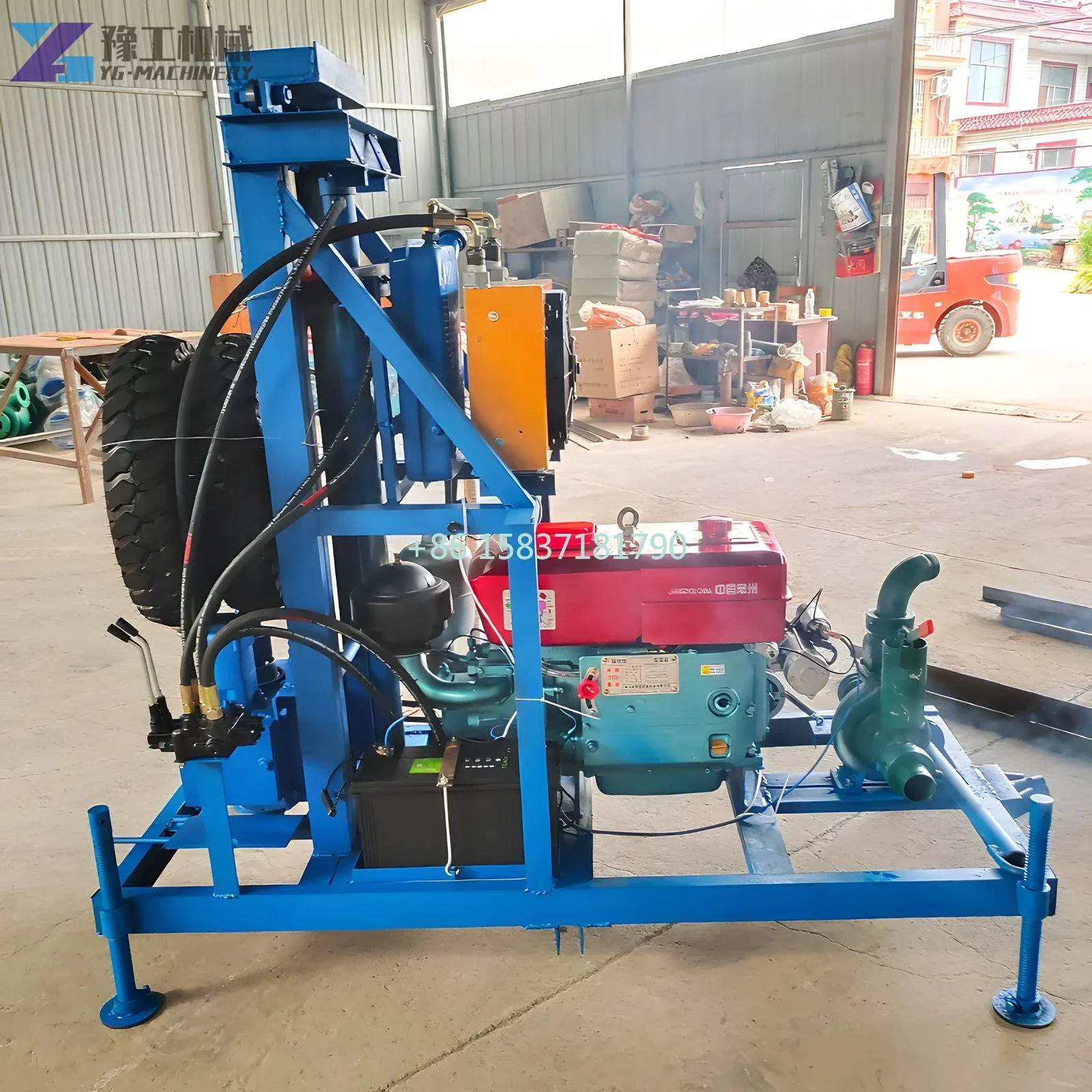 China New Portable Water Well Drilling Rig Machine 100M Depth Water Well Drill Rig Diesel Engine Drilling Rig Price for Bulgaria