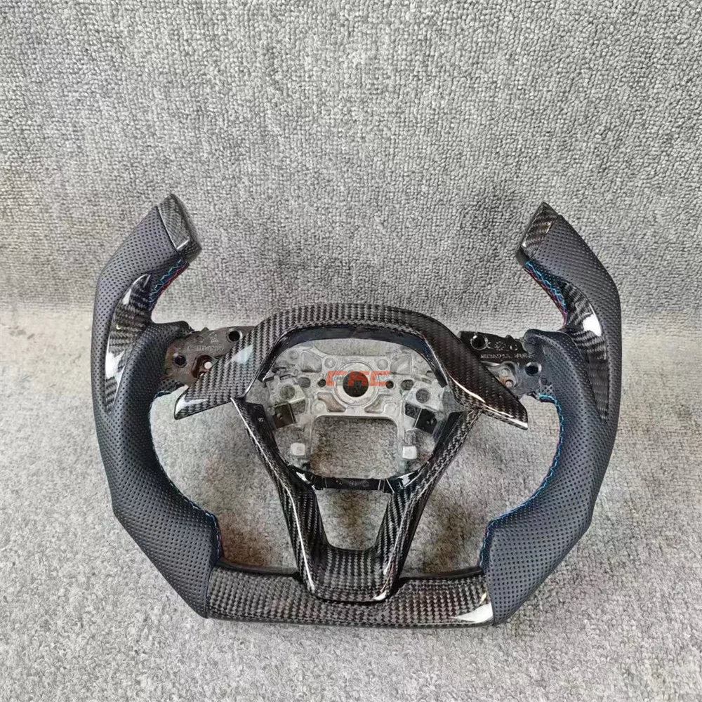 

Customized black Carbon Fiber Perforated Leather red blue stitch steering wheel For HONDA Accord 10th 2018-2023
