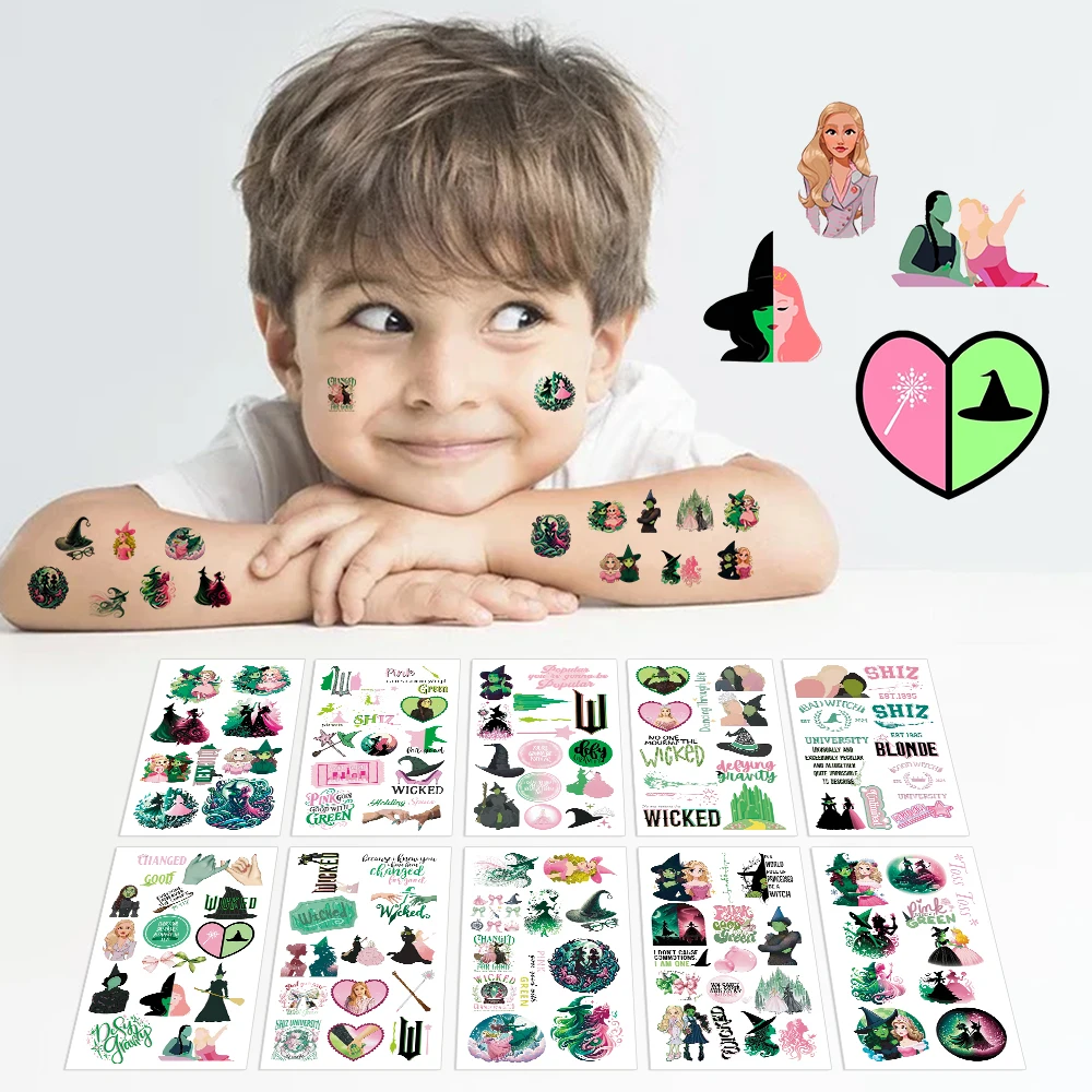 

10 шт., наклейки для татуировки Wicked Merch, ручка для ног, летняя вечеринка, украшение для тела, временные татуировки, наклейки