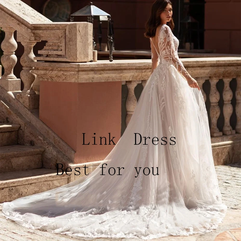 Elegant A Line Wedding Dresses for Ladies Elegant Strapless Bridal Gowns with Lace Exquisite Full Sleeve Vestidos De Novia 2026
