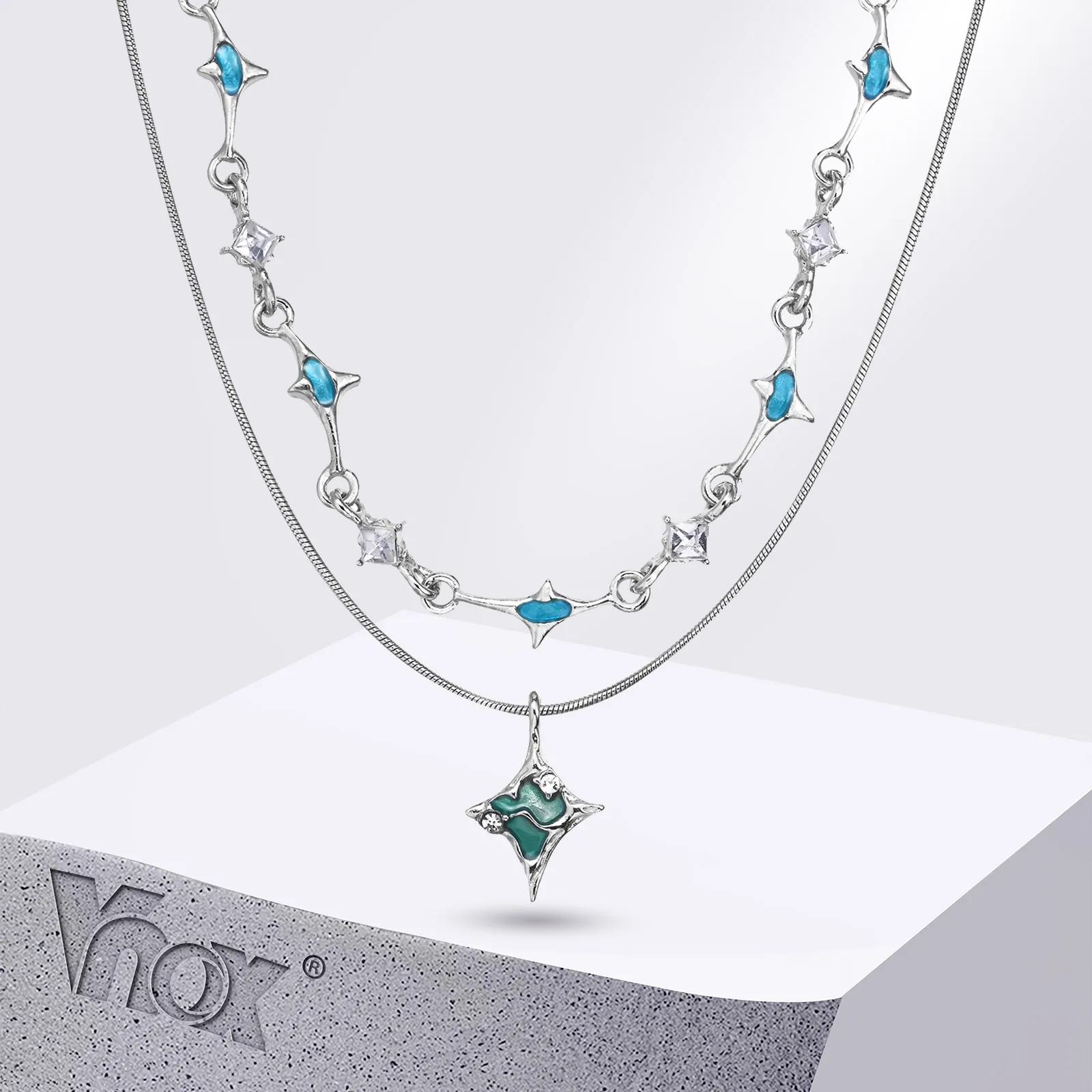 Vnox-Collier Starlight irrégulier pour hommes et femmes, pendentif Sophia, ensemble de bijoux 2 pièces, collier Y2k, cadeau JOGift