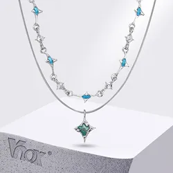 Vnox Y2k Irregular Starlight Necklace for Men Women Snake Bone Chain Pendant Two Pieces Jewelry Set Collar Chain Gift