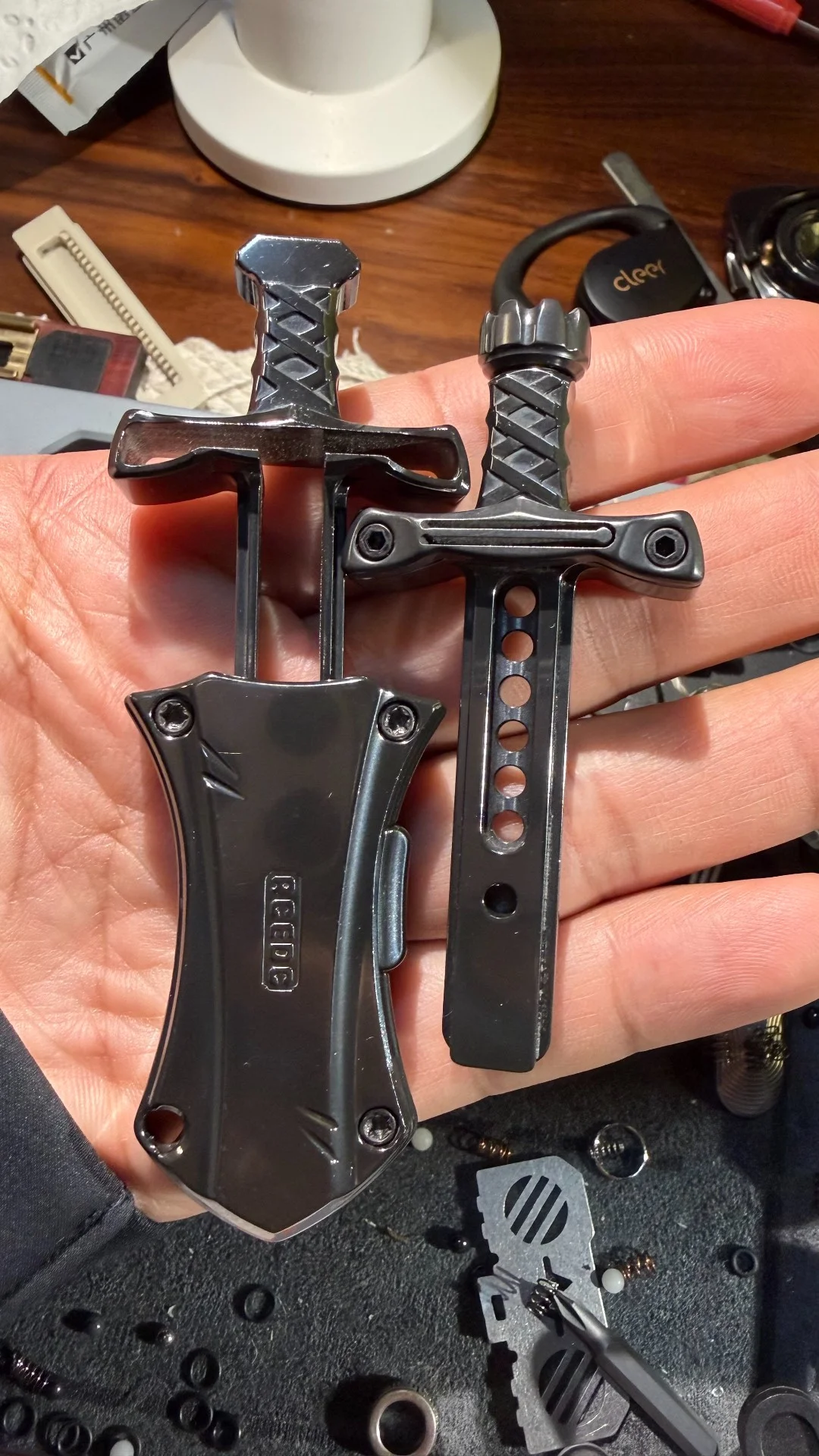 Used EDC ACEDC Master Sword, Zirconium Polished Material Limited Edition, Tuning Fork Patch, Tuning Fork Handle