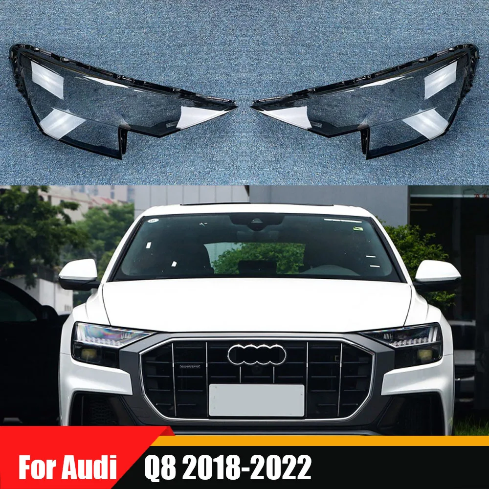 For Audi Q8 2018-2022 Car Accessories Headlamp Cover Transparent Shade Lamp Headlight Shell Lens Plexiglass