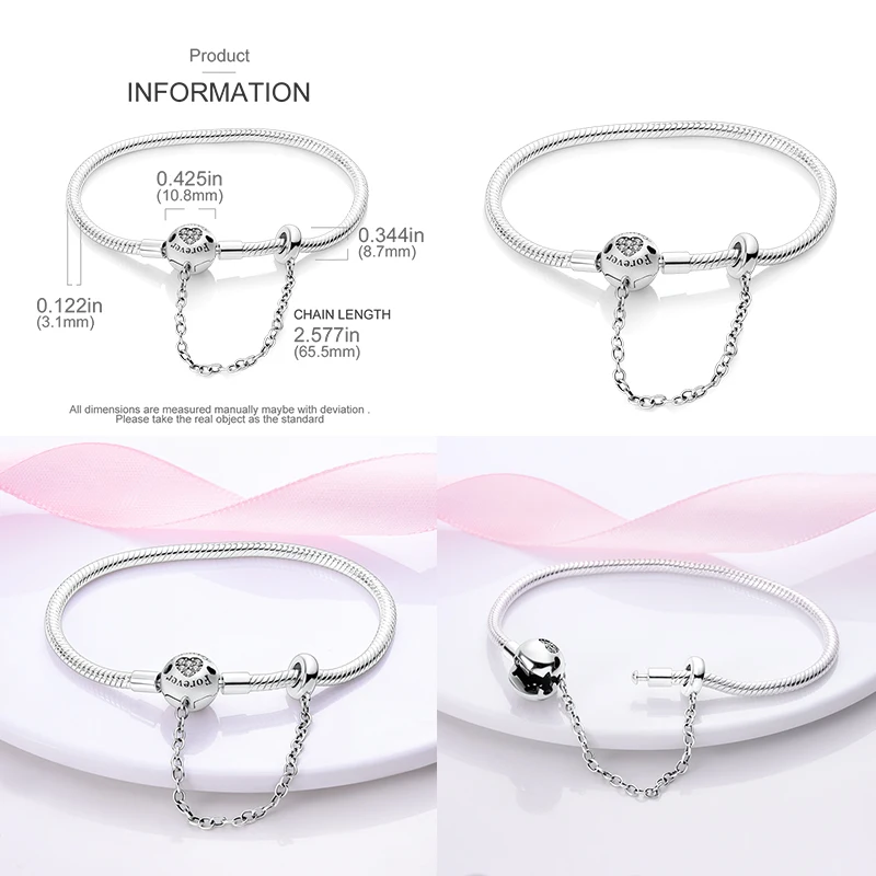 Bracelet 925 Sterling Silver Original 17-20CM Stars Moon Airplane Globe Zircon Bracelet Fit Charm DIY Bead Birthday Jewelry Gift