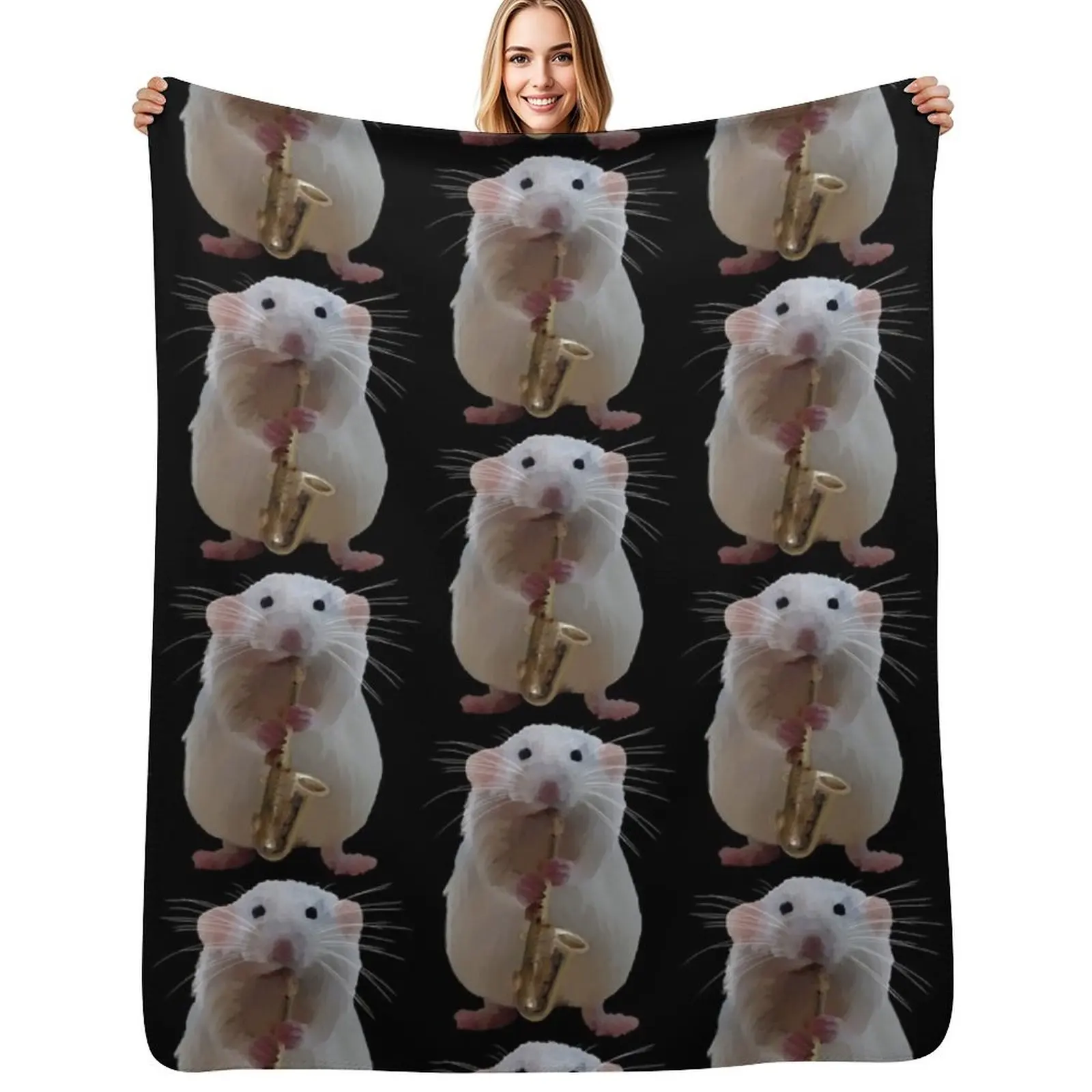 Rat playing the Saxophone Throw Blanket Sofa Quilt Baby Polar warm winter Luxury Throw Blankets For Sofas Blankets
