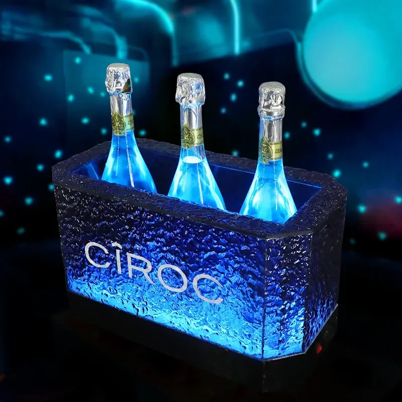Luminous ice bucket foreign wine base champagne bucket LED bar KTV acrylic ice-sealed double-layer wine holder