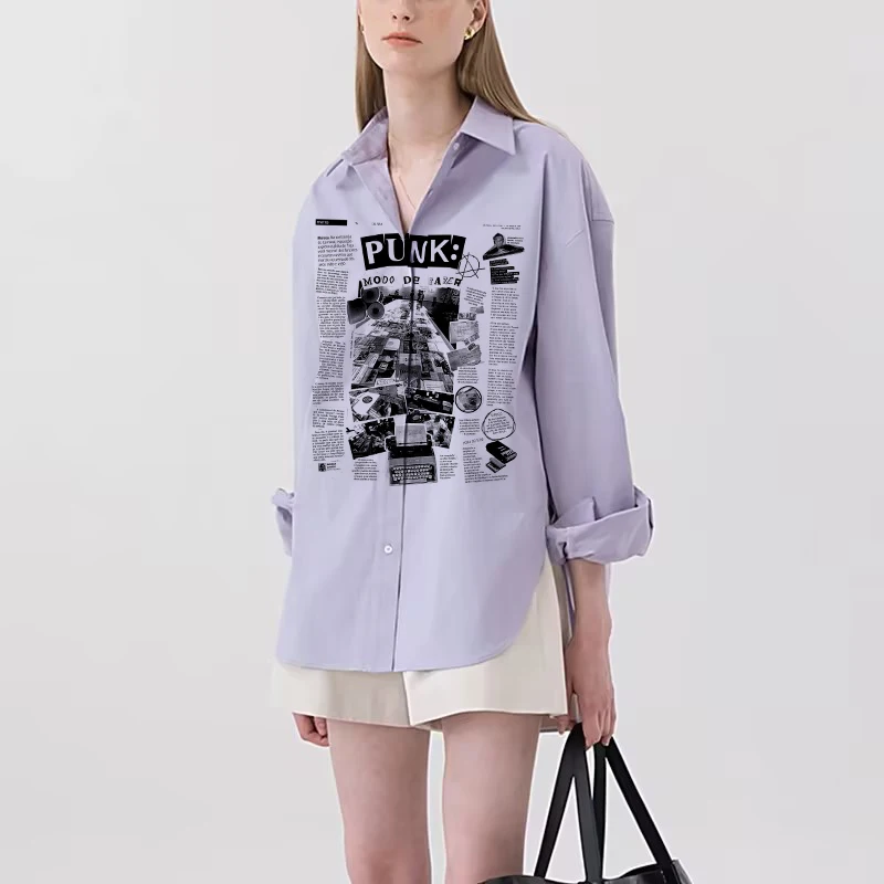 Vintage Printed Shirt With Long Sleeves And Perfect Button Design Simple Women's Clothing Suitable For Daily Dates Work