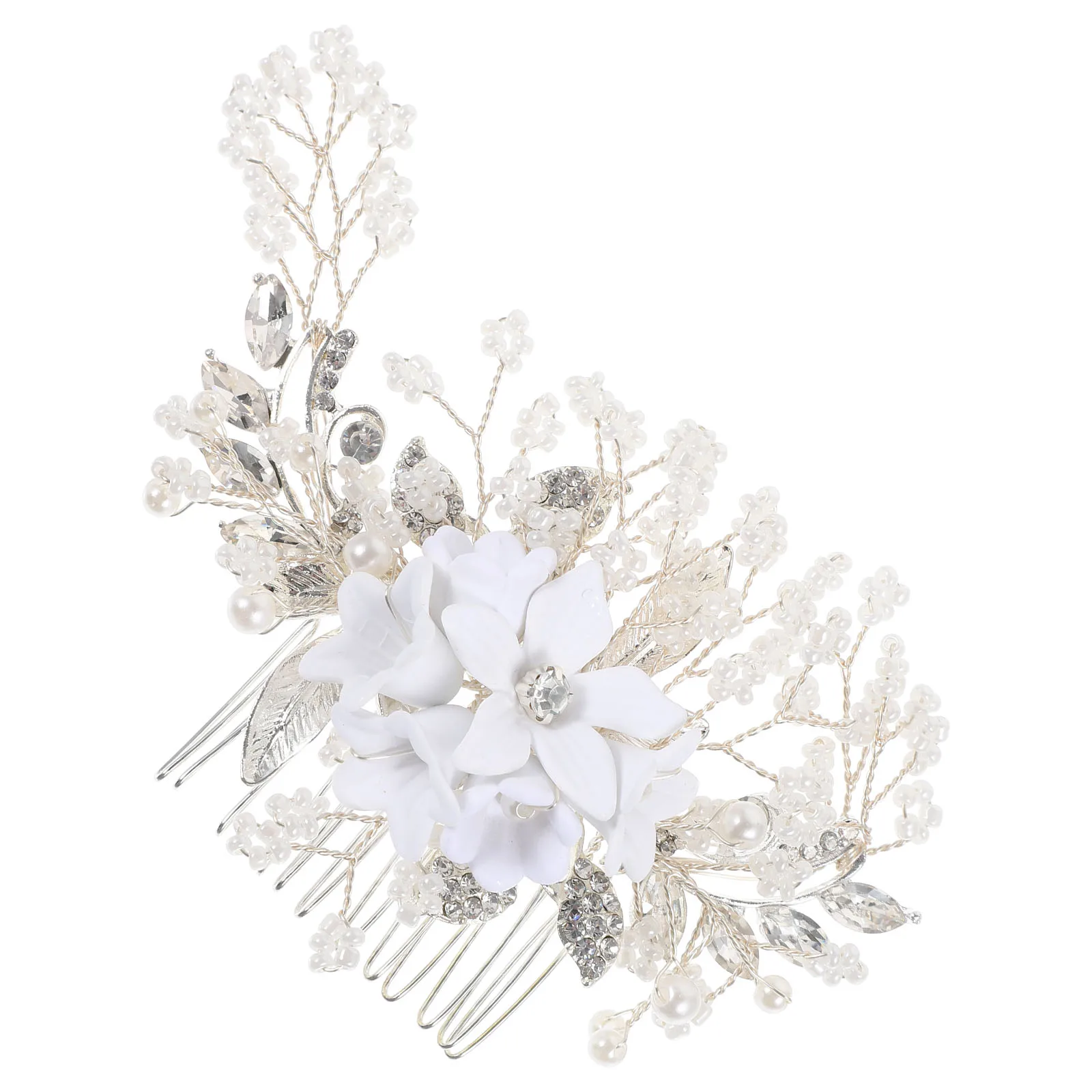 

Bridal Headwear Hair Accessories Resin Flower Comb White Side Clips Matching Formal Dress Flower Hair Comb Bridal Look
