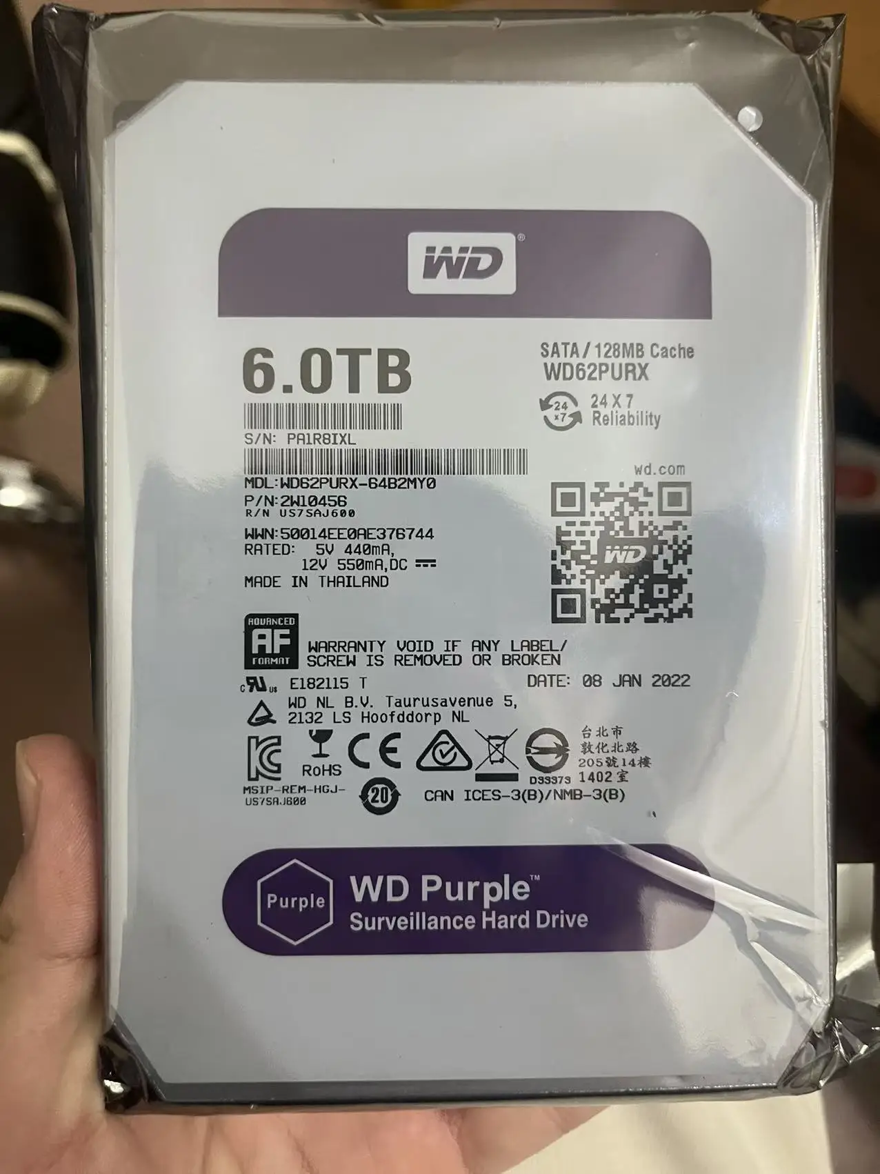 WD Purple 4TB 3TB 2T Surveillance HDD 64M Cache SATAIII 6.0Gb/s 3.5 "محرك الأقراص الصلبة الداخلي الرقمي الغربي 1T 500G 6TB HD القرص الصلب