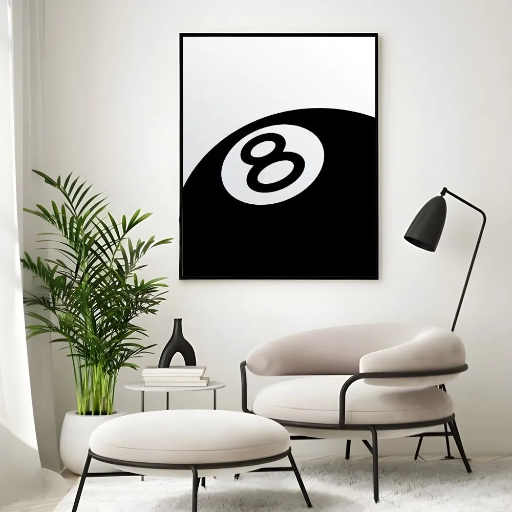 Vintage 8 Ball Black Poster Room Decor Home Decoration Interior Wall Art Printing Waterproof Bathroom