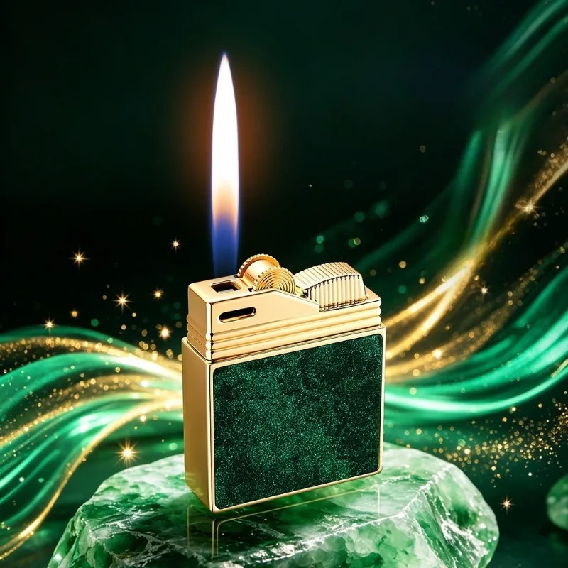 2026 JOBON Zinc Alloy Retro Double sided Carved Open flame Butane Gas Lighter Visible Gas Window High end Cigarette Accessories