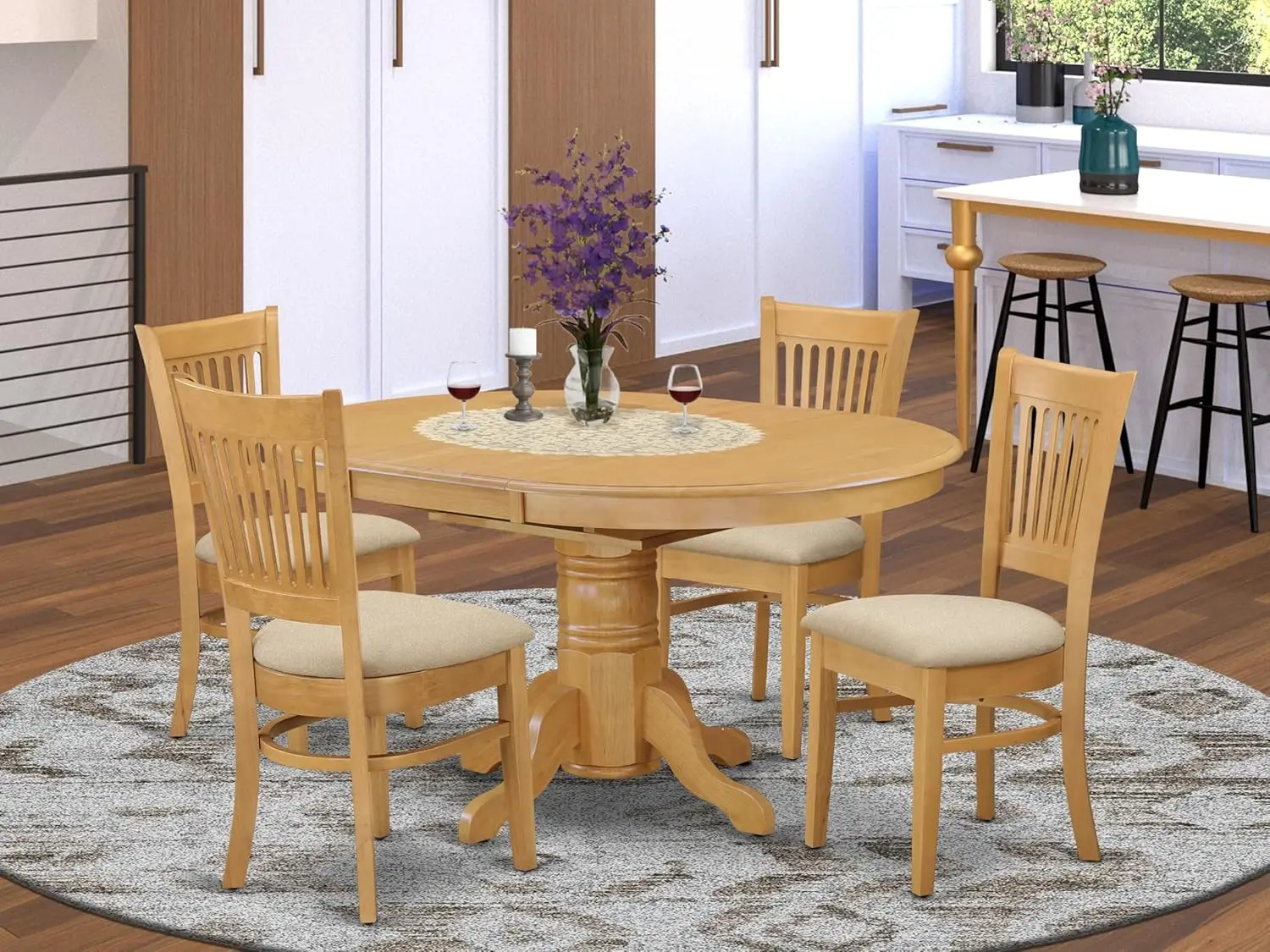 East West Furniture Avva5-Oak-C Avon 5 Piece Modern Set Includes An Oval Wooden Table With Butterfly Leaf And 4 Linen Fabric