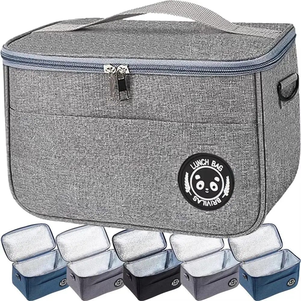 Large Capacity Lunch Bag Double Layer Thickened Camping Handbag Foldable with Adjustable Strap Food Insulated Box