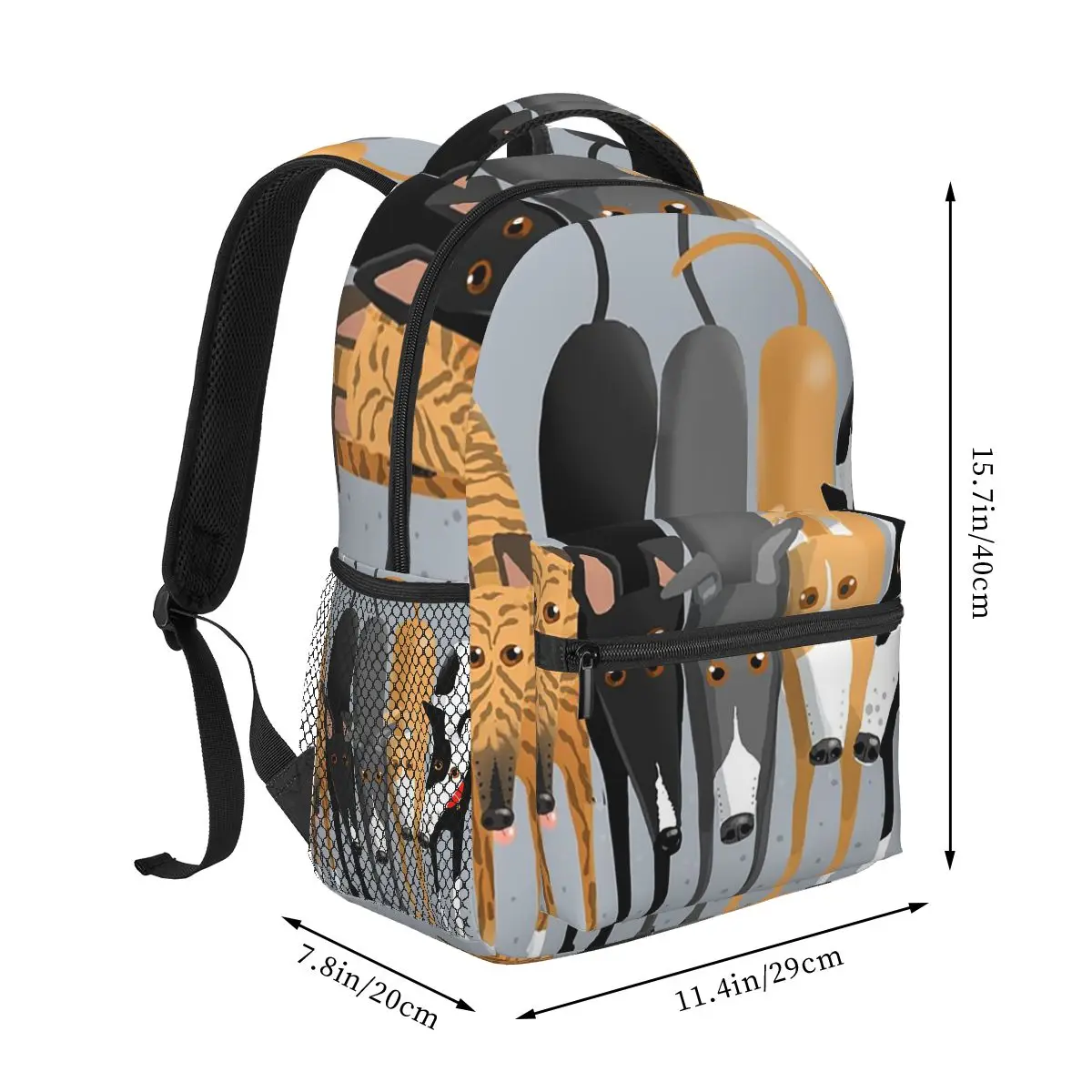 Greyhound Cartoon Animal Backpack Hot Sale Daypack Large Capacity Boys Girls BookBag School Bag Shoulder Bags for Men Women