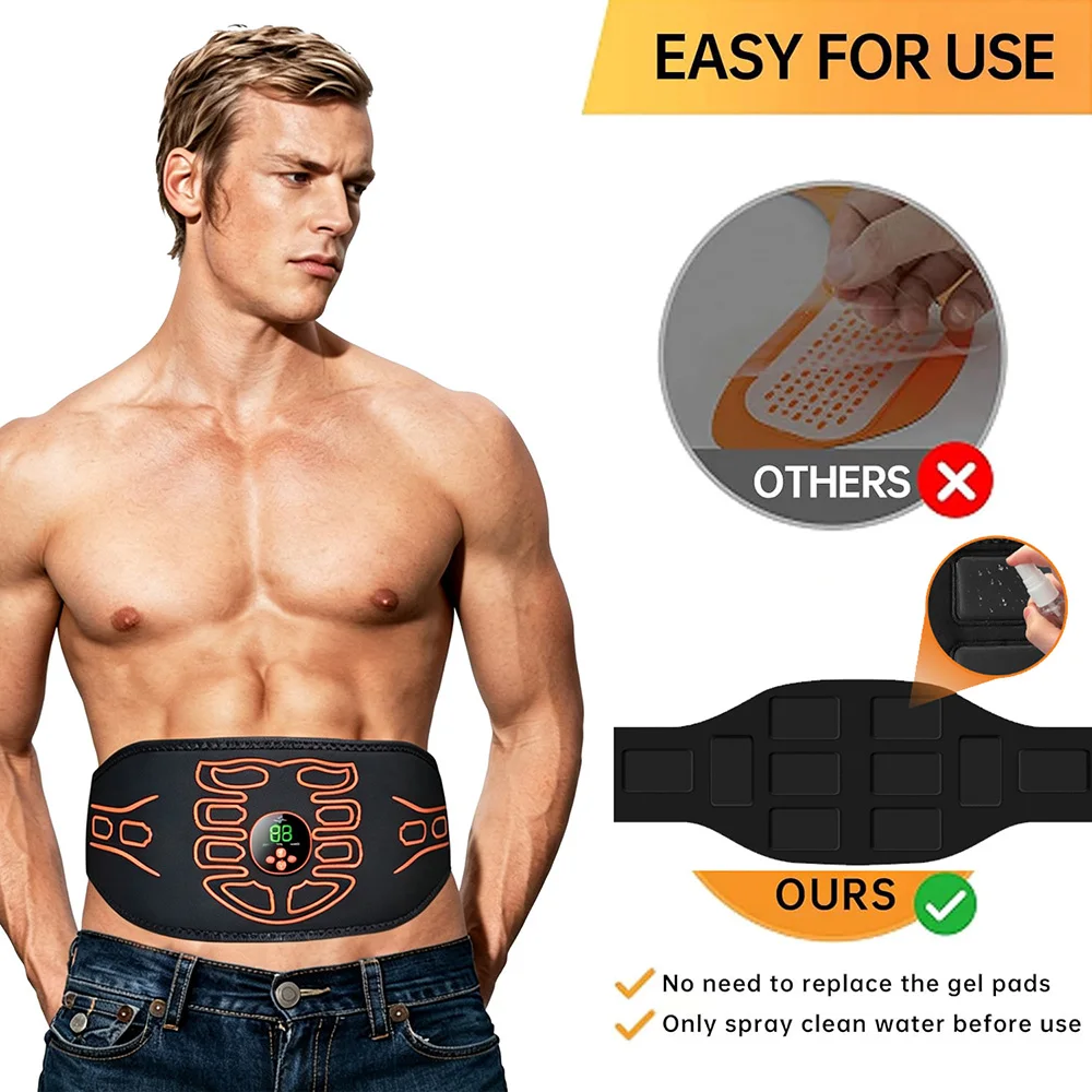 Smart ABS Stimulator Abdominal Toning Belt Muscle Toner USB Charge Body Shaping Fitness Massage Training Home Gym