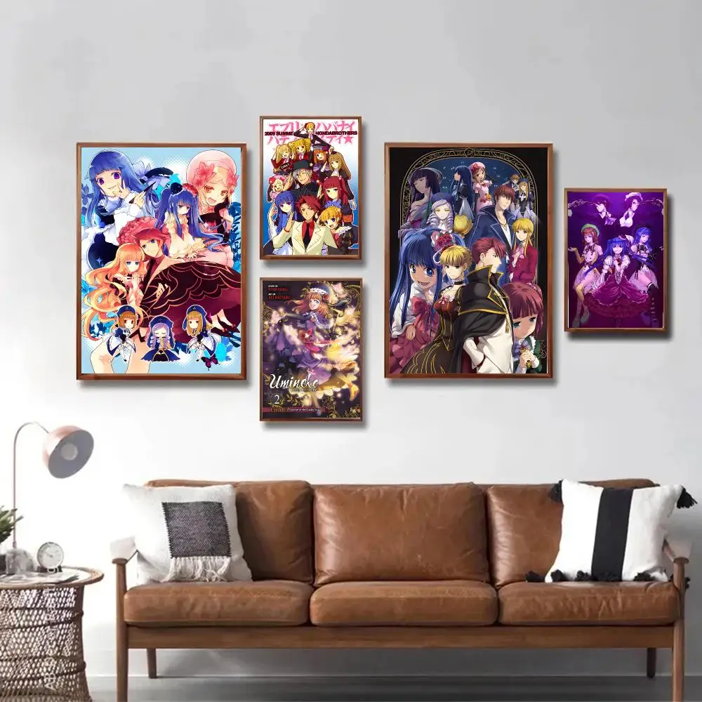 Umineko When They Cry Poster Waterproof Wall Art Sticker For Bar Living Room Vintage Room Decor High Quality Print Gift